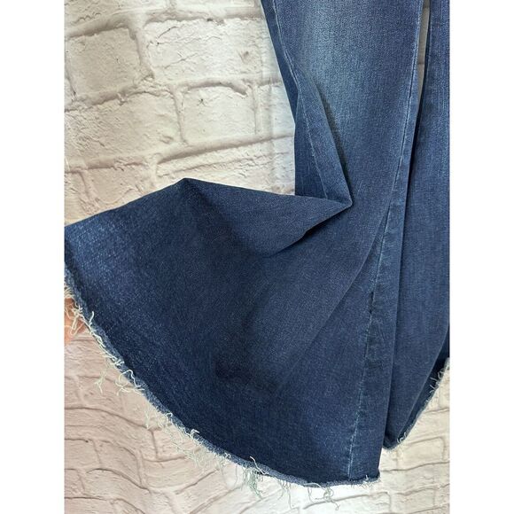 We The Free Flare Curvy Jeans Womens 34 Blue Mid-Rise Lace-Back Cotton Stretch - Picture 5 of 9